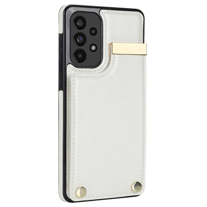 For Samsung Galaxy A73 5G Cover Hardware Decor Card Bag Shockproof TPU+Leather Cell Phone Case