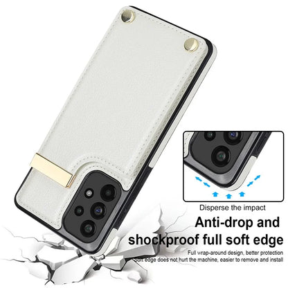 For Samsung Galaxy A73 5G Cover Hardware Decor Card Bag Shockproof TPU+Leather Cell Phone Case