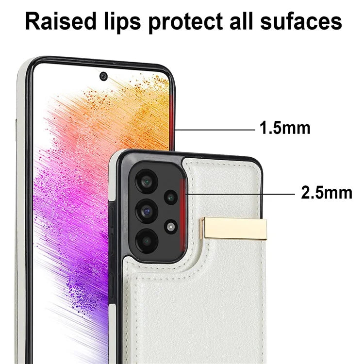 For Samsung Galaxy A73 5G Cover Hardware Decor Card Bag Shockproof TPU+Leather Cell Phone Case