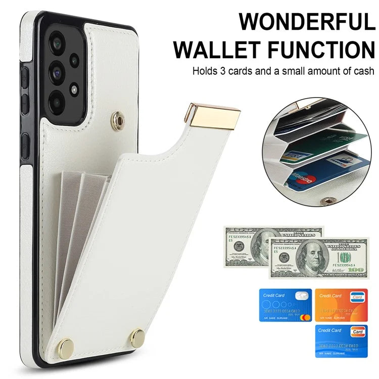For Samsung Galaxy A73 5G Cover Hardware Decor Card Bag Shockproof TPU+Leather Cell Phone Case