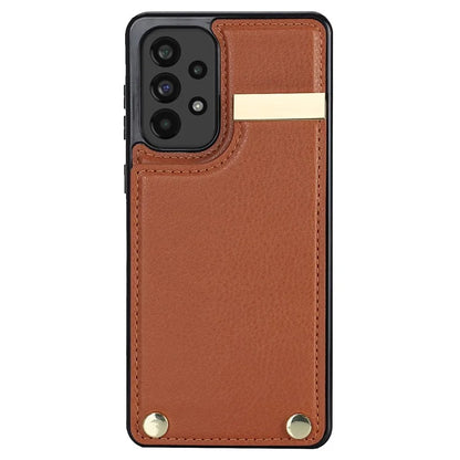 For Samsung Galaxy A73 5G Cover Hardware Decor Card Bag Shockproof TPU+Leather Cell Phone Case