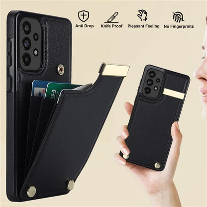 For Samsung Galaxy A53 5G Cover Stylish Metal Decor TPU+Leather Card Holder Cell Phone Case