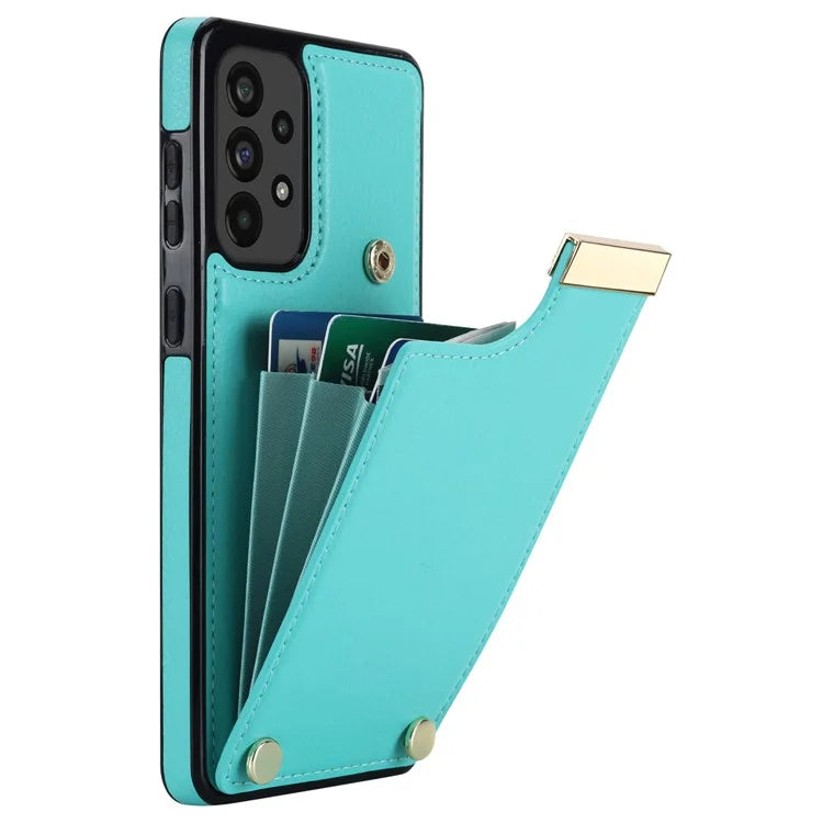 For Samsung Galaxy A53 5G Cover Stylish Metal Decor TPU+Leather Card Holder Cell Phone Case