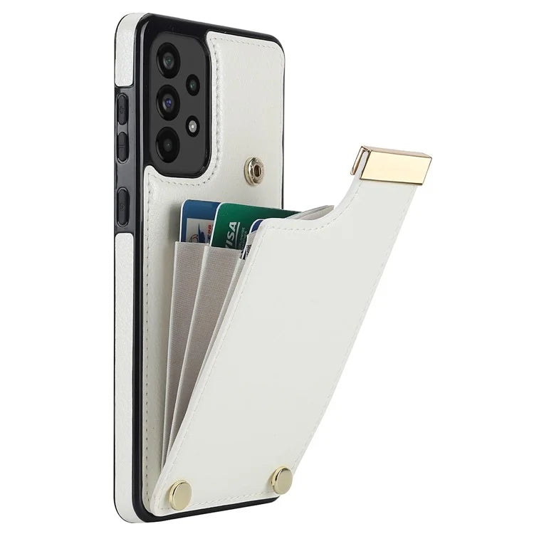 For Samsung Galaxy A53 5G Cover Stylish Metal Decor TPU+Leather Card Holder Cell Phone Case