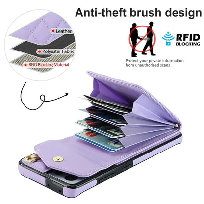For Samsung Galaxy S21 Ultra 5G Case Card Bag Leather+TPU Crossbody Cover with Ring Kickstand
