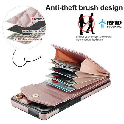 For Samsung Galaxy S21 Ultra 5G Case Card Bag Leather+TPU Crossbody Cover with Ring Kickstand