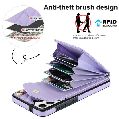 For Samsung Galaxy S21 5G / 4G Cell Phone Case Card Bag Leather+TPU Anti-fall Cover with 2 Straps