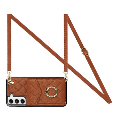 For Samsung Galaxy S23 Cell Phone Case Card Holder Ring Kickstand PU Leather+TPU Back Cover