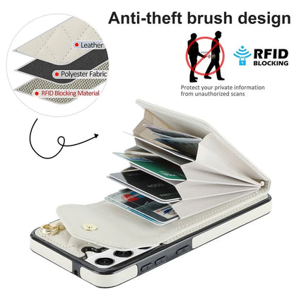 For Samsung Galaxy S23 Cell Phone Case Card Holder Ring Kickstand PU Leather+TPU Back Cover