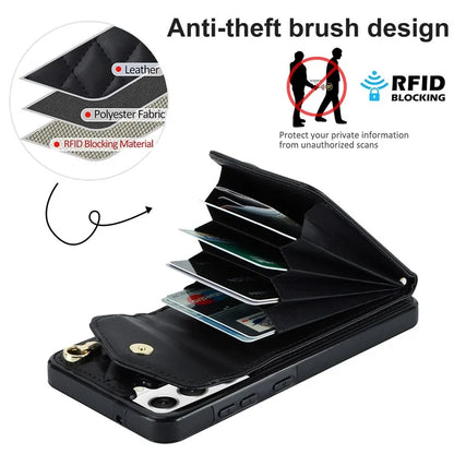 For Samsung Galaxy S23 Cell Phone Case Card Holder Ring Kickstand PU Leather+TPU Back Cover