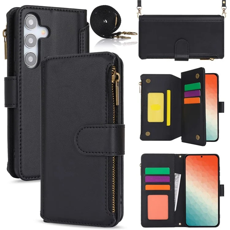 For Samsung Galaxy S24+ Cell Phone Case RFID Blocking Multiple Card Slots Leather Cover