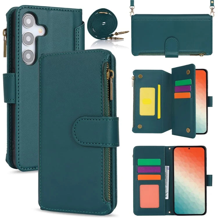 For Samsung Galaxy S24+ Cell Phone Case RFID Blocking Multiple Card Slots Leather Cover