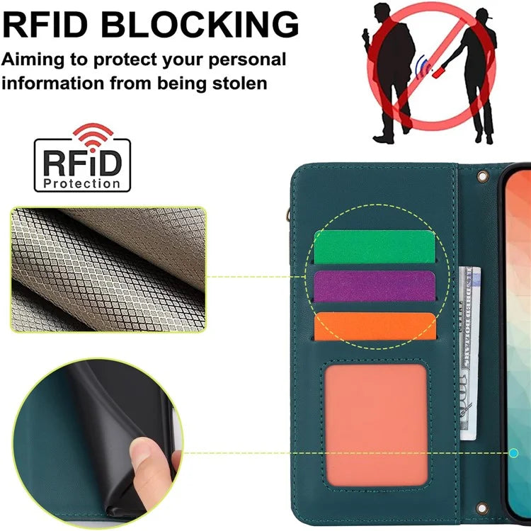 For Samsung Galaxy S24+ Cell Phone Case RFID Blocking Multiple Card Slots Leather Cover
