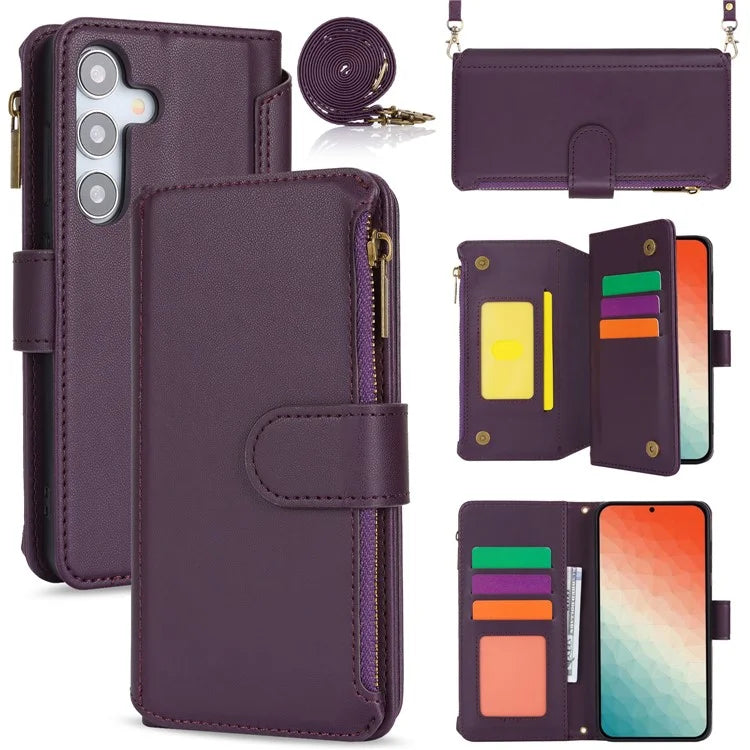 For Samsung Galaxy S24+ Cell Phone Case RFID Blocking Multiple Card Slots Leather Cover
