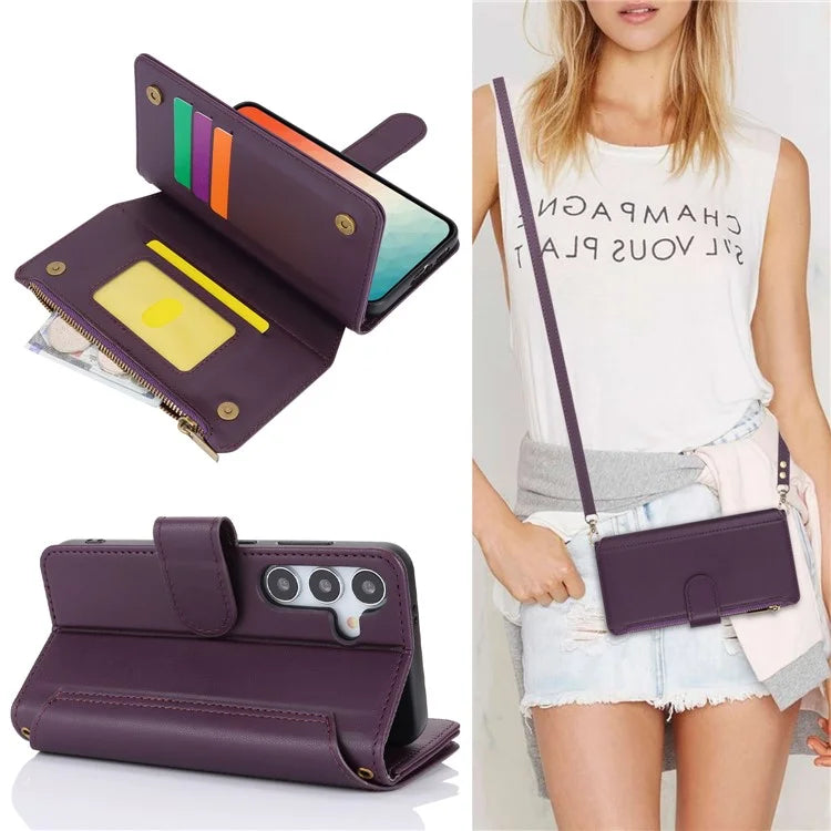 For Samsung Galaxy S24+ Cell Phone Case RFID Blocking Multiple Card Slots Leather Cover