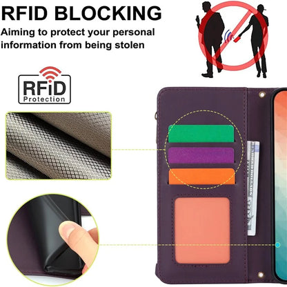 For Samsung Galaxy S24+ Cell Phone Case RFID Blocking Multiple Card Slots Leather Cover