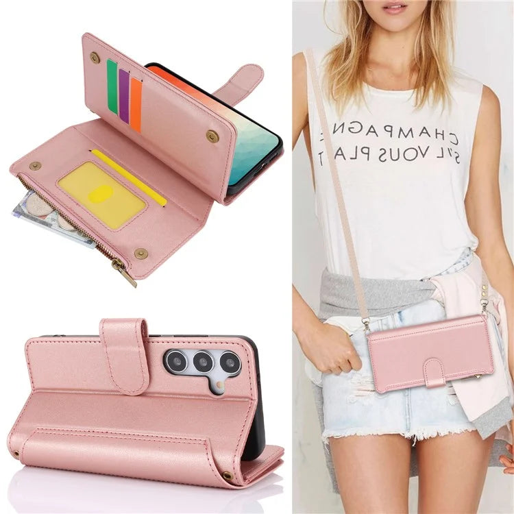 For Samsung Galaxy S24+ Cell Phone Case RFID Blocking Multiple Card Slots Leather Cover