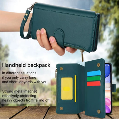 Cell Phone Case for iPhone 11 Card Slots PU Leather Cover with Zipper Pocket