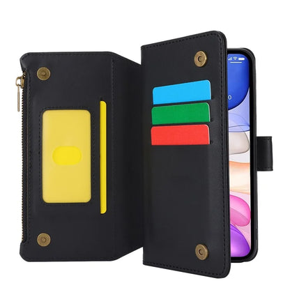 Cell Phone Case for iPhone 11 Card Slots PU Leather Cover with Zipper Pocket