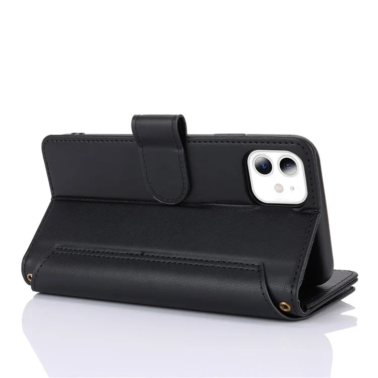 Cell Phone Case for iPhone 11 Card Slots PU Leather Cover with Zipper Pocket