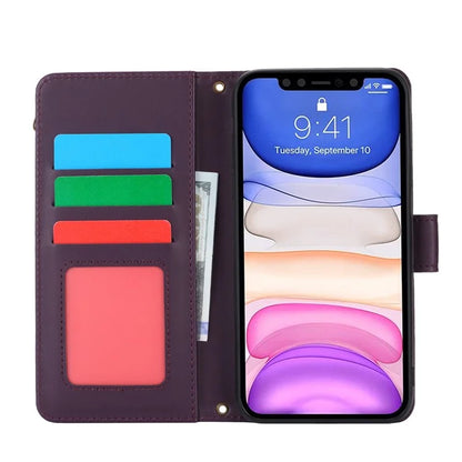 Cell Phone Case for iPhone 11 Card Slots PU Leather Cover with Zipper Pocket