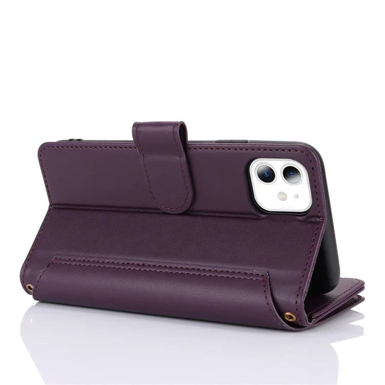 Cell Phone Case for iPhone 11 Card Slots PU Leather Cover with Zipper Pocket