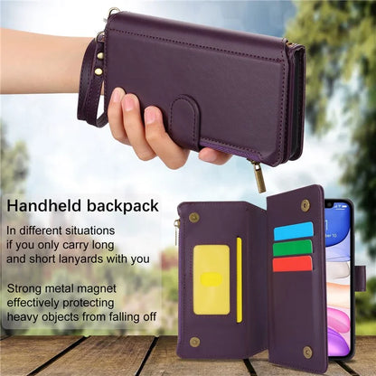 Cell Phone Case for iPhone 11 Card Slots PU Leather Cover with Zipper Pocket