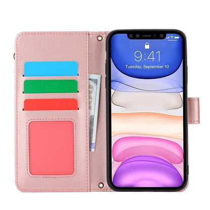 Cell Phone Case for iPhone 11 Card Slots PU Leather Cover with Zipper Pocket
