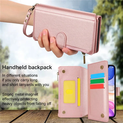 Cell Phone Case for iPhone 11 Card Slots PU Leather Cover with Zipper Pocket