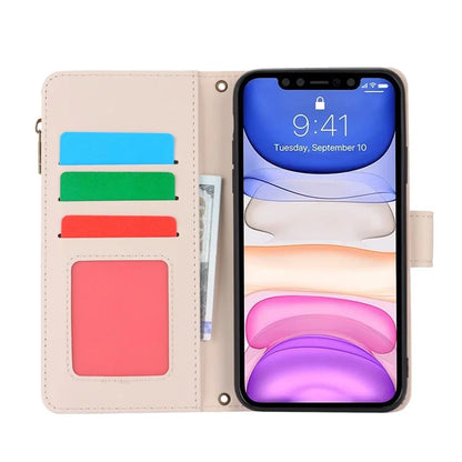 Cell Phone Case for iPhone 11 Card Slots PU Leather Cover with Zipper Pocket
