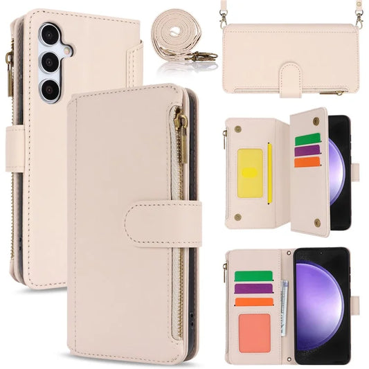 Cell Phone Case for Samsung Galaxy S23 FE RFID Blocking Wallet PU Leather Cover