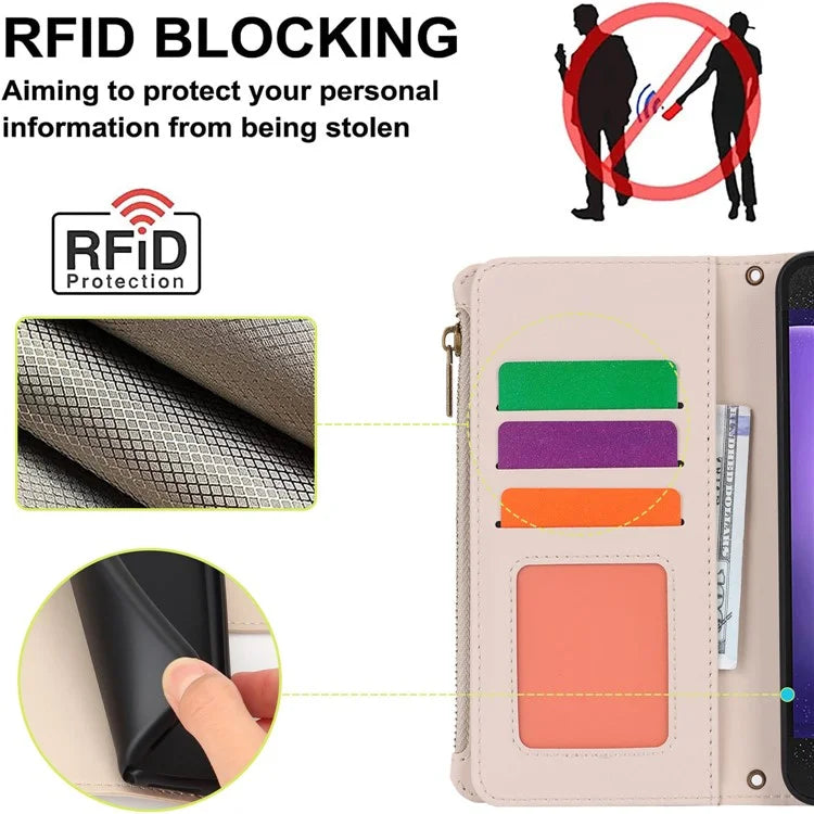 Cell Phone Case for Samsung Galaxy S23 FE RFID Blocking Wallet PU Leather Cover