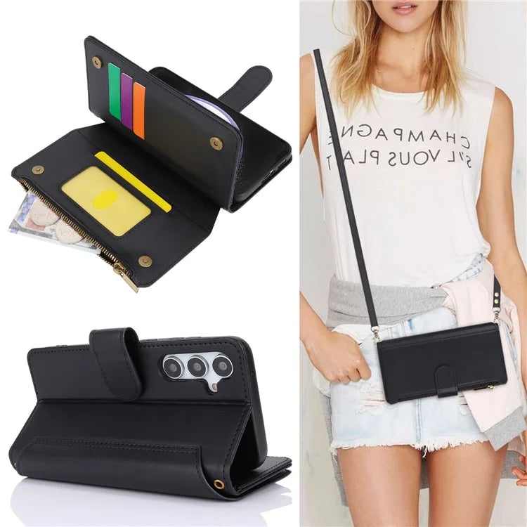 Cell Phone Case for Samsung Galaxy S23 FE RFID Blocking Wallet PU Leather Cover
