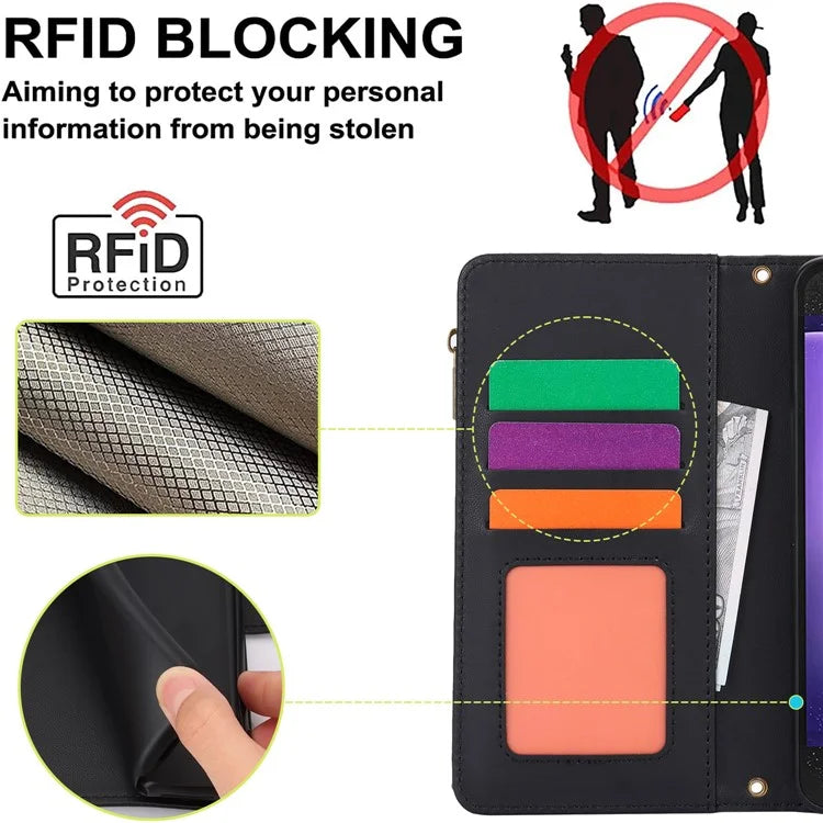 Cell Phone Case for Samsung Galaxy S23 FE RFID Blocking Wallet PU Leather Cover