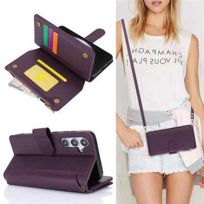 Cell Phone Case for Samsung Galaxy S23 FE RFID Blocking Wallet PU Leather Cover