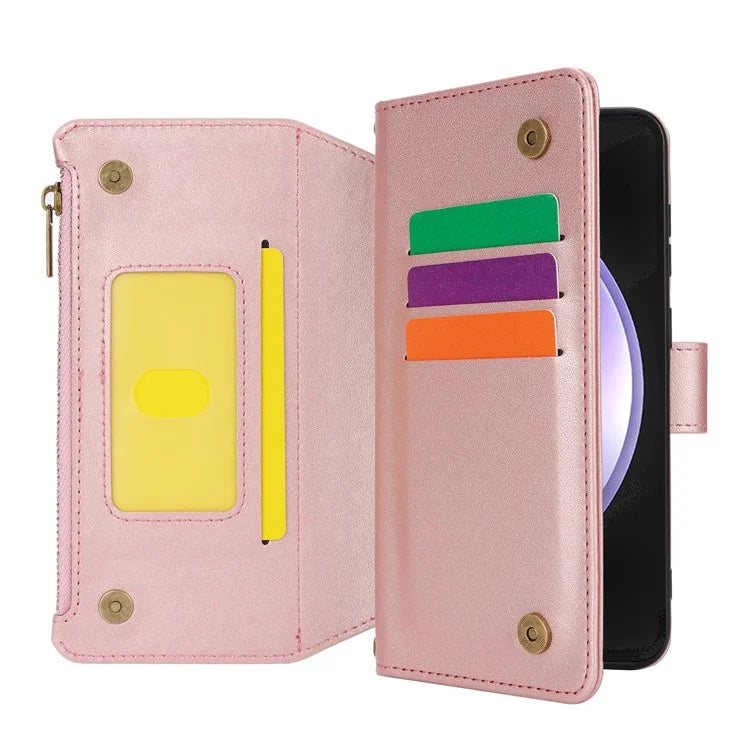 Cell Phone Case for Samsung Galaxy S23 FE RFID Blocking Wallet PU Leather Cover
