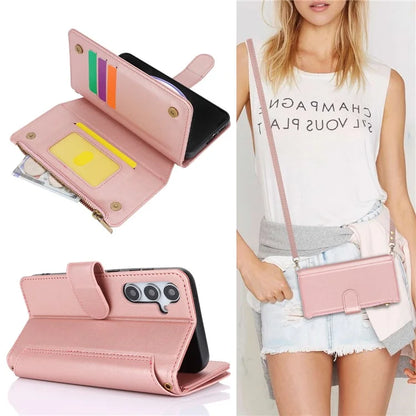 Cell Phone Case for Samsung Galaxy S23 FE RFID Blocking Wallet PU Leather Cover