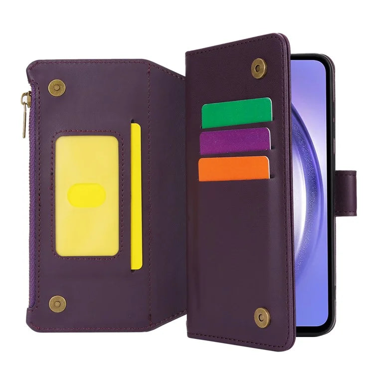 Cell Phone Case for Samsung Galaxy A54 5G RFID Blocking Leather Cover with 2 Straps
