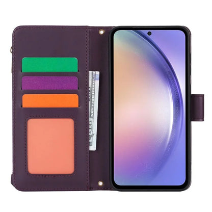 Cell Phone Case for Samsung Galaxy A54 5G RFID Blocking Leather Cover with 2 Straps