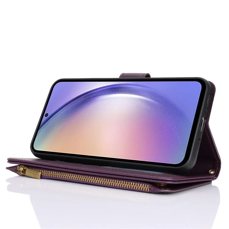 Cell Phone Case for Samsung Galaxy A54 5G RFID Blocking Leather Cover with 2 Straps