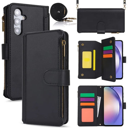 Cell Phone Case for Samsung Galaxy A54 5G RFID Blocking Leather Cover with 2 Straps
