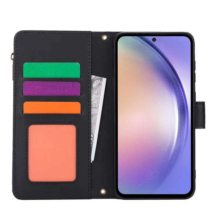 Cell Phone Case for Samsung Galaxy A54 5G RFID Blocking Leather Cover with 2 Straps