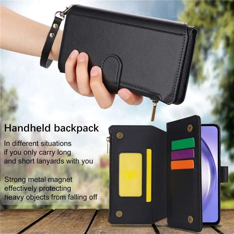 Cell Phone Case for Samsung Galaxy A54 5G RFID Blocking Leather Cover with 2 Straps