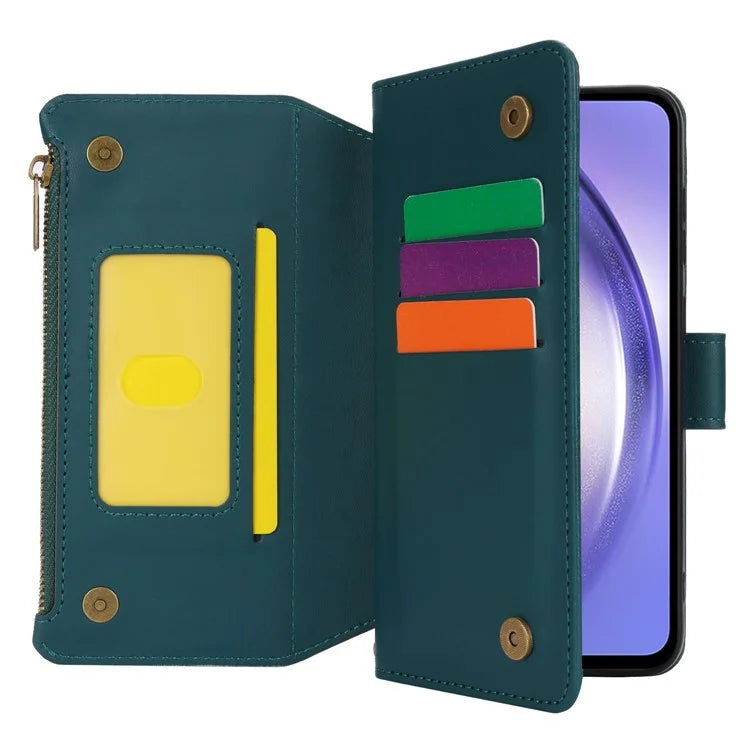 Cell Phone Case for Samsung Galaxy A54 5G RFID Blocking Leather Cover with 2 Straps