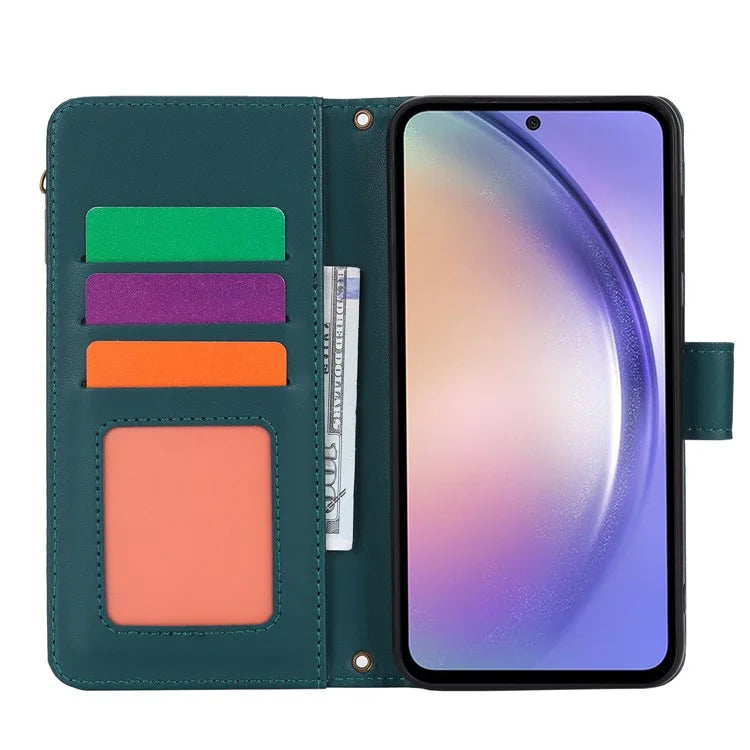 Cell Phone Case for Samsung Galaxy A54 5G RFID Blocking Leather Cover with 2 Straps