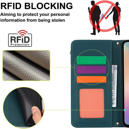Cell Phone Case for Samsung Galaxy A54 5G RFID Blocking Leather Cover with 2 Straps