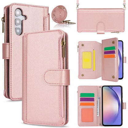 Cell Phone Case for Samsung Galaxy A54 5G RFID Blocking Leather Cover with 2 Straps