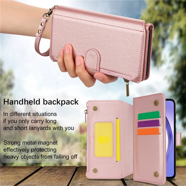 Cell Phone Case for Samsung Galaxy A54 5G RFID Blocking Leather Cover with 2 Straps