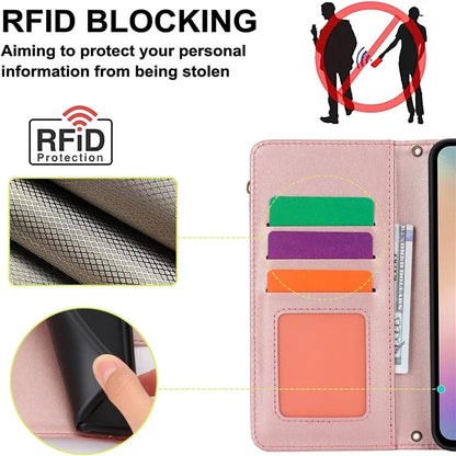 Cell Phone Case for Samsung Galaxy A54 5G RFID Blocking Leather Cover with 2 Straps