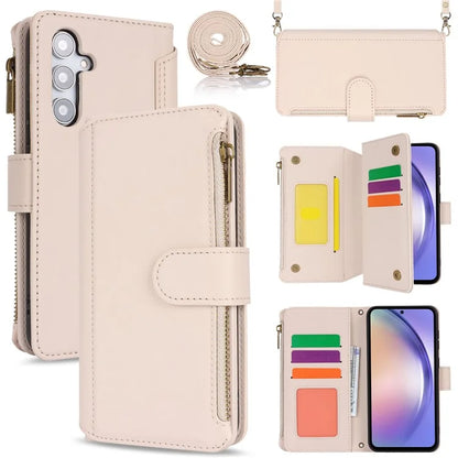 Cell Phone Case for Samsung Galaxy A54 5G RFID Blocking Leather Cover with 2 Straps